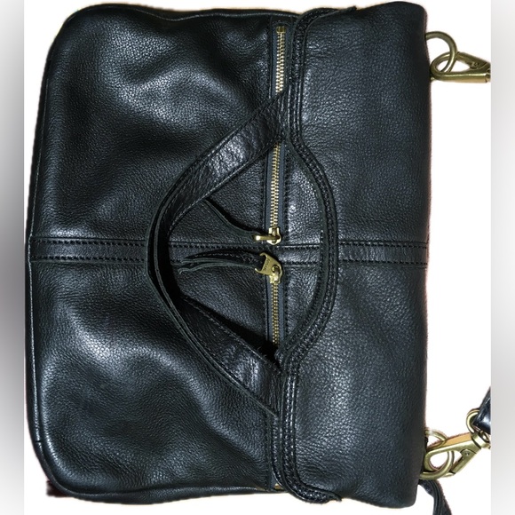 FOSSIL Fold Over Erin Leather Tote Shoulder Handbag 2 Way Carry - Picture 3 of 14